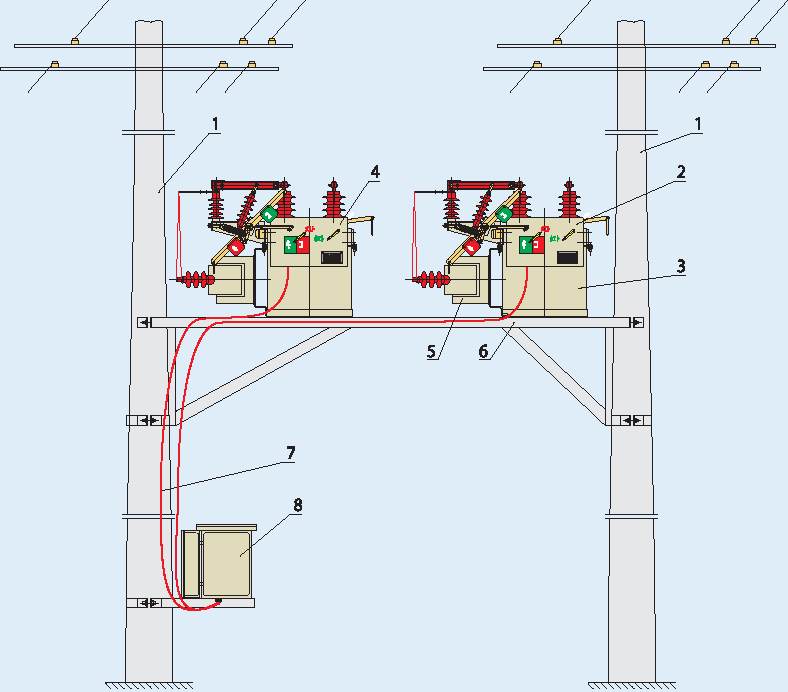 Описание: Оборудование дублированного контроля переключений (двойная опора) вакуумного выключателя ZW8-12(Z)